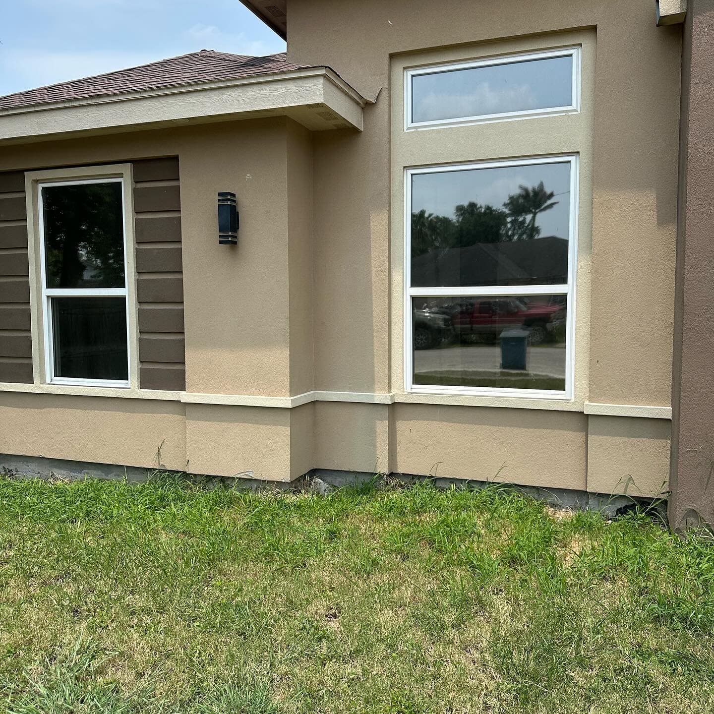 Tinted windows on the exterior of a home